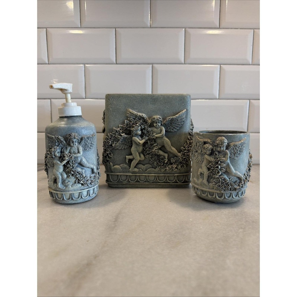Vintage Cherub Angels Christian Heavy Tissue Box Resin Whimseygoth Decor ES006